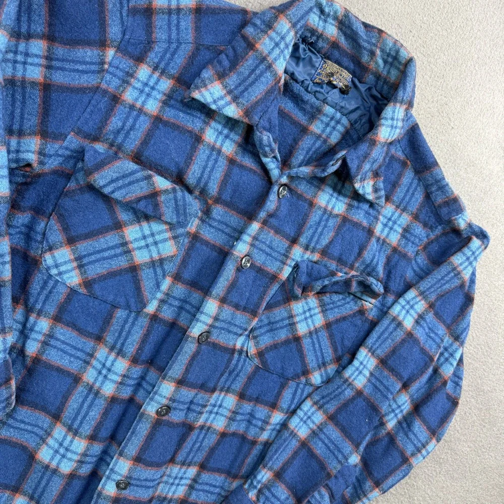 Vintage Pendleton Flannel Shirt Boys Large Wool‎ Plaid Button Up Shacket